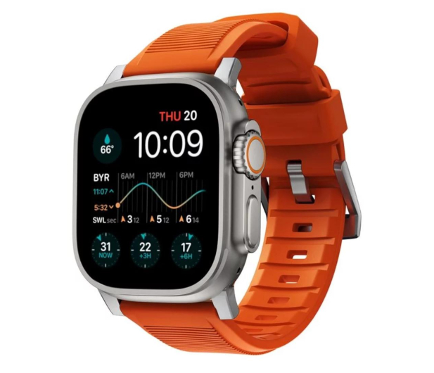 Nomad Rugged Strap Apple Watch 49/45/44/42mm orange/silver - 1258631 - zdjęcie
